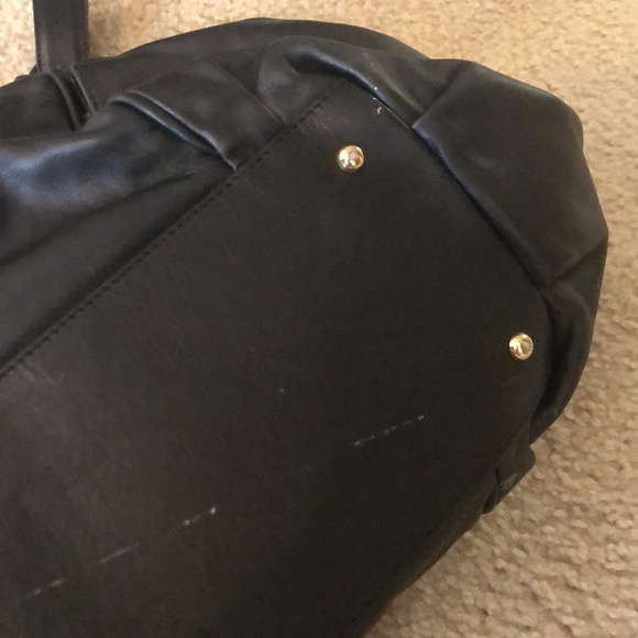 Michael Kors "Beverly" Large Black Leather Gold Hobo Satchel Tote Bag - Picture 11 of 12